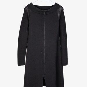 Annette Gortz SS/16 Vice Black Ribbed Collar Long Zip Fit-and-Flare Cardigan